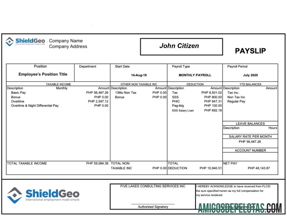 SHIELDGEO Recibo de pagamento em formatos Word e PDF baixar para verificação